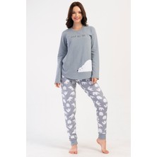 Vienetta Pamuklu Kadın Uzun Kol Pijama Takım, 403035