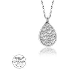 Swarovski Taşlı Gümüş Damla Bayan Kolye