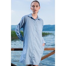 Pamuklu Kadın Pamuk Vıscon Düşük Omuzlu Yaka Tamamı Düğmeli Arkası Pılılı Robalı Uzun Kol Elbıse
, 405102