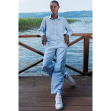 Pamuklu Kadın Pamuk Vıscon Yaka Düşük Omuzlu Tamamı Düğmeli Arka Robalı Uzun Kol Pılılı Pantolon Takım
, 405101