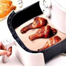 Alhay 100 Adet Air Fryer Pişirme Kağıdı Tek Kullanımlık Yağ Su Geçirmez Yapışmaz Deliksiz Düz Kare Model (4401)