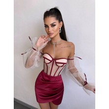 Rosalıne Tül & Saten Detaylı Elbise