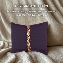 Hazemy 14K Altın Rengi Kalp Motifli Işıltılı Bileklik,xupıng Vip Kararmaz ve Solmaz Çelik Bileklik