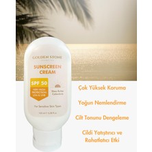 Golden Stone Cosmetics SPF 50 Yüksek Koruyucu Yüz Güneş Kremi Hassas Ve Kuru Ciltler İçin 100 ml