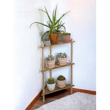 Dekoratif Raflı Ahşap Çiçeklik Saksı Standı Saksılık, Bahçe Balkon Rafı, No4