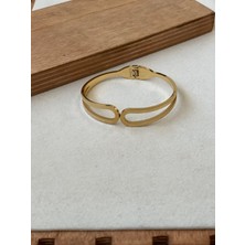 Rupen Kraft Aida Jewelss 316 L Cerrahi Çelik Bileklik, Kelepçe Çelik Bileklik, Gold Kelepçe