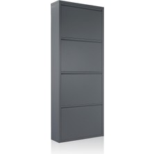 4'lü Antrasit Metal Ayakkabılık