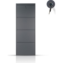 4'lü Antrasit Metal Ayakkabılık (Kilitli)