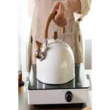 Çaydanlık 3 Litre Düdüklü Çaydanlık Iskandinav Ahşap Su Isıtıcı Islık Çalan Çaydanlık Kettle Demlik Çay Potu