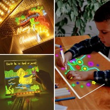 Teknoliman ® LED Işıklı Kendiliğinden Renkli Fosforlu Kalemli Kare Yazı Panosu 20X20 cm