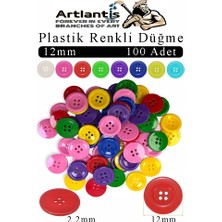 Artlantis Renkli Düğme Plastik 1.2cm 100 Lü 1 Paket 12 mm Plastik Renkli Düğme Dikiş Parlak Yuvarlak 4 Delikli Düğme Etkinlik Okul
