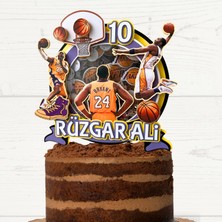 Basketbol Temalı Erkek Çocuk Doğum Günü Isme Özel 3D Pasta Parti Süsü Cake Topper (23 x 22  cm )