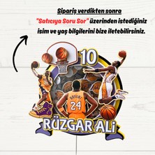 Basketbol Temalı Erkek Çocuk Doğum Günü Isme Özel 3D Pasta Parti Süsü Cake Topper (23 x 22  cm )