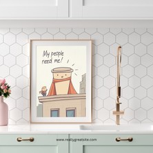 Kahve Günü Kurtarır – Komik Kahve Poster, Mutfak Veya Ofis Için Duvar Sanatı