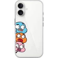 Dali Design iPhone 16 Plus Uyumlu Şeffaf Kılıf Cartoon Gumball 6 Tasarımlı
