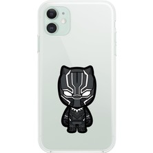 Dali Design iPhone 11 Uyumlu Şeffaf Kılıf Chibi Black Panther 6 Tasarımlı