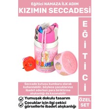 Çocuk Ibadet Eğitici 3 Parça Seccade Tesbih Kumbara Tasarım Namaza Ilk Adım Kızımın Seccadesi
