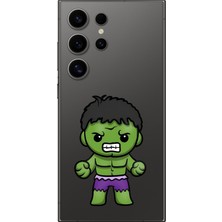 Dali Design Samsung Galaxy S24 Ultra Uyumlu Şeffaf Kılıf Chibi Hulk 3 Tasarımlı