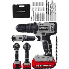 Alman 58 V 5 Ah Darbeli Lityum Çift Akülü Sjs Metal Şanzıman Şarjlı Vidalama Matkap 24 Pcs Set