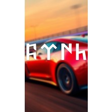 Göktürkçe Türk Araba-Motosiklet Sticker 18X5CM Beyaz Renk