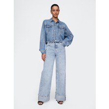 Gap Kadın Mavi High Rise Wide Leg Jean Pantolon