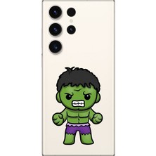 Dali Design Samsung Galaxy S23 Ultra Uyumlu Şeffaf Kılıf Chibi Hulk 3 Tasarımlı
