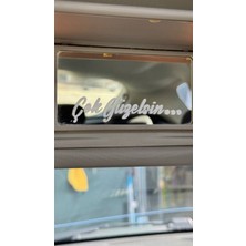 Çok Güzelsin Güneşlik Ayna Yazısı Araba-Motosiklet Cam Etiket Sticker 8X2CM Beyaz Renk