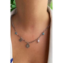 Kelebek ve Güneş Çelik Charm Kolye