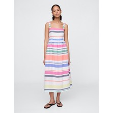 Kadın Çok Renkli Çizgili Maxi Elbise