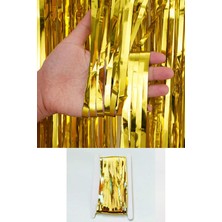 Patladı Gitti Metalize Arka Fon Kapı Perdesi Gold 100X200 cm