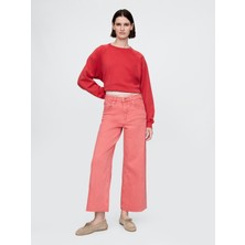Gap Kadın Pembe High Rise Stride Wide-Leg Ankle Jean Pantolon