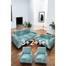 Kadife 3+2+1+1 Likralı Esnek Yıkanabilir Koltuk Örtüsü, Parlak Kadife 3+2+1+1 Koltuk Kılıfı