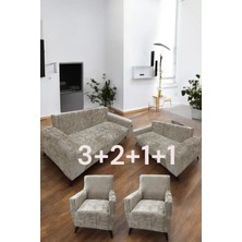 Kadife 3+2+1+1 Likralı Esnek Yıkanabilir Koltuk Örtüsü