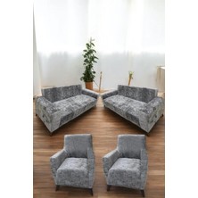 Kadife Koltuk Örtüsü Lastikli Esnek Yıkanabilir Koltuk Kılıfı 3+3+1+1 Solma Kayma Yapmaz Leke Tutmaz