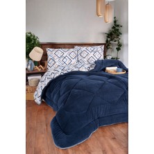 Comfort Set Wellsoft Yorganlı 3 Parça Çift Kişilik Pheon Lacivert