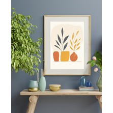 Modern Boho Bitki Baskısı | Minimalist Duvar Sanatı | Sıcak Tonlu Botanik Illüstrasyon
