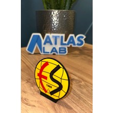 Eskişehirspor 3D Baskı Arma Logo – Masaüstü Dekoratif Stand - Kırmızı Siyah Taraftar Hediyelik Ürün