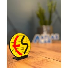 Eskişehirspor 3D Baskı Arma Logo – Masaüstü Dekoratif Stand - Kırmızı Siyah Taraftar Hediyelik Ürün