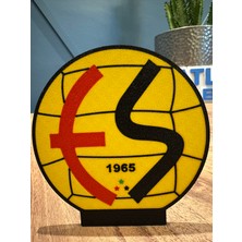Eskişehirspor 3D Baskı Arma Logo – Masaüstü Dekoratif Stand - Kırmızı Siyah Taraftar Hediyelik Ürün