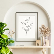 Minimal Botanik Çizgi Sanat Baskısı – Siyah Beyaz Bitki Illüstrasyonu | Modern Duvar Sanatı