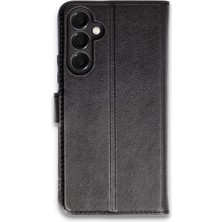 Samsung Galaxy A36 Kılıf Deri Kartlıklı Kılıf Kapaklı Kılıf - Siyah