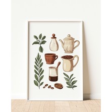 Coffee & Calm – 3’lü Minimal Kahve Temalı Poster Seti, Retro Sanat Baskısı, Duvar Dekoru,tablo