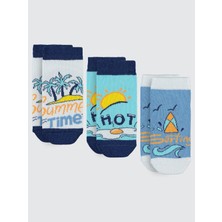 Civil Socks Erkek Çocuk 3'lü Patik Çorap 2-12 Yaş Mavi