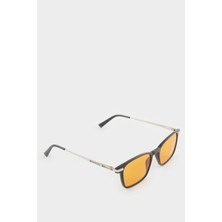 DeFacto Erkek Klasik Kare Siyah Metal Çerçeve Turuncu Cam UV Güneş Gözlüğü F0581AXNS