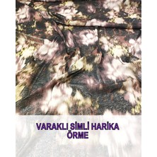 Lame Varaklı Siyah Ekru Yeşil Renklerde Ince Örme En: 135