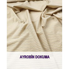 Bej Siyah Enine Çizgili Dolgun Aerobin Dokuma (En 150 cm x Boy 195 Cm)