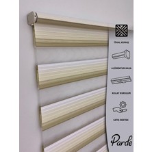 Parde Güneş Serisi Ithal Kumaş Pliseli Kahverengi Geçişli Zebra Stor Perde