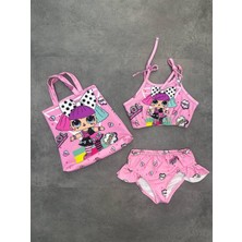 Kız Çocuk Lol Bebek Baskılı Çantalı Bikini Takımı