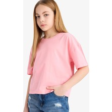 DeFacto Relax Fit Bisiklet Yaka Basic Düz Kısa Kollu Tişört Kız Çocuk Z5095A625SM