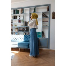 Neways 2290-DENIM Parçalı Etek Koyu Mavi